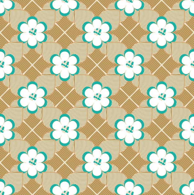 Fiori di loto geometrici astratti foglie Art Deco Style Vector Seamless Pattern Colori moda alla moda