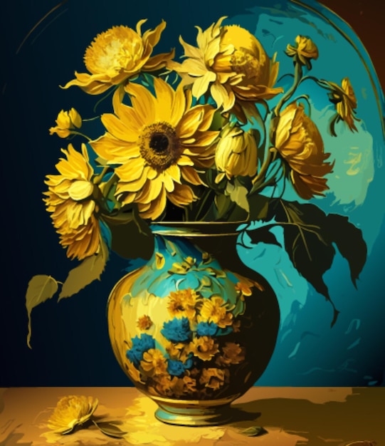 Fiori nell'illustrazione della pittura in vaso