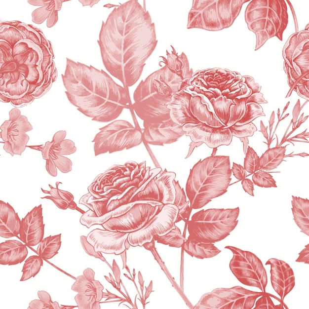 Fiori Rose Design per tessuti Tessili Carta da parati Vector Floral Seamless Pattern Vintage