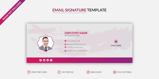 Firma e-mail aziendale o modello vettoriale del piè di pagina e-mail