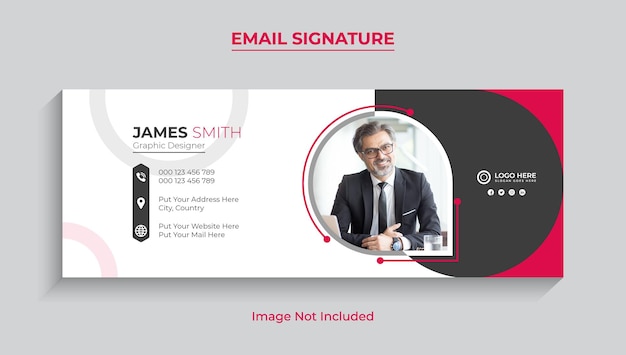 Firma e-mail o piè di pagina e-mail Modello e design della copertina dei social media Vettore Premium