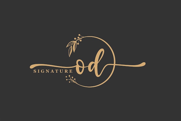 Firma oro di lusso iniziale OC logo design foglia e fiore isolati