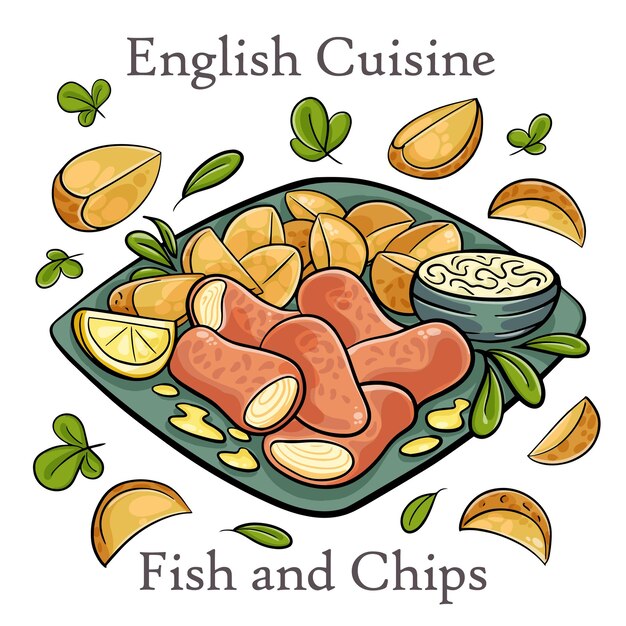 Fish and chips tradizionale britannico con patate e limone