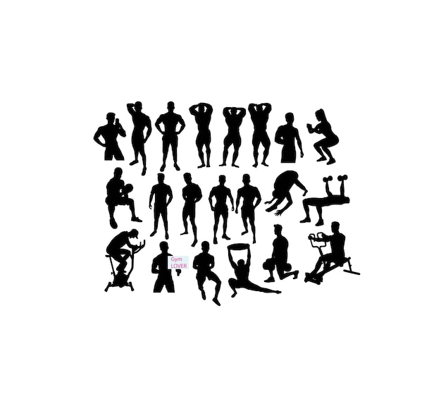 Fitness e ginnastica Silhouettes disegno vettoriale artistico