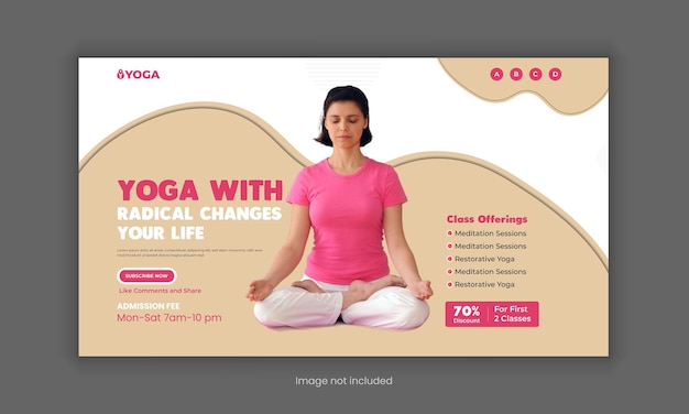 Fitness e Yoga YouTube Thumbnail Design Web Banner Template