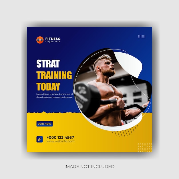 Fitness Instagram social media post banner design premium Vector