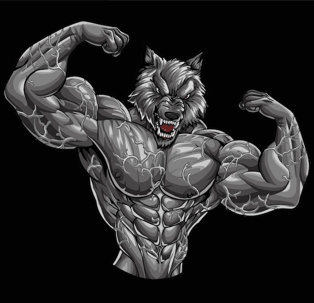 fitness uomo muscolare isolato su sfondo nero per poster, stampa t-shirt, elemento aziendale.