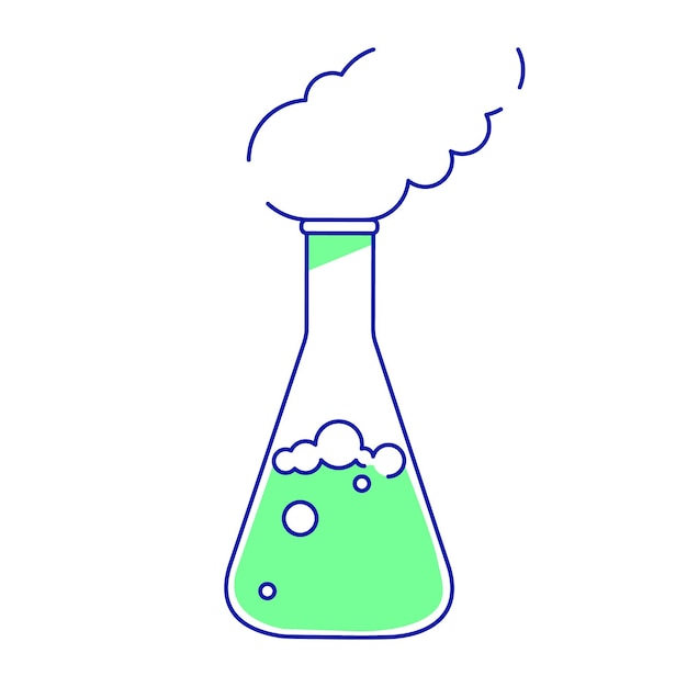Flacone da laboratorio con elemento vettore di colore semi piatto di sostanza evaporante