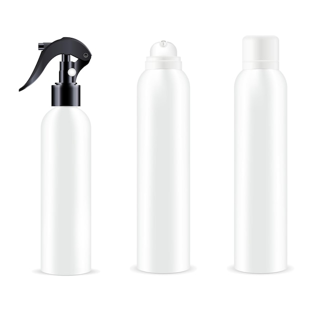 Flacone spray bianco Aerosol deodorante cosmetico Deodorante per ambienti in alluminio Contenitore per spruzzatore a pistola con grilletto