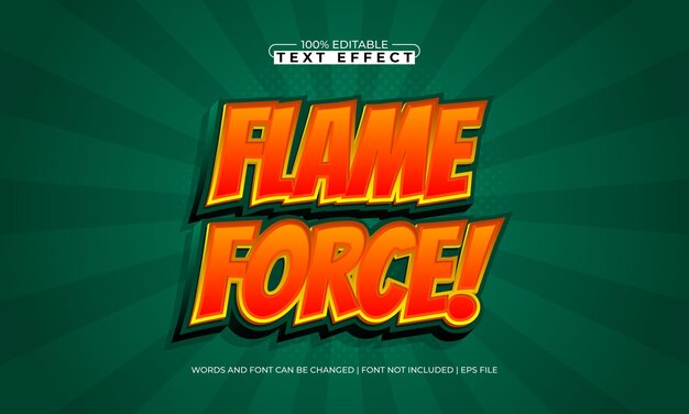 flame force effetto di testo modificabile con uno stile di testo di gara e fuoco