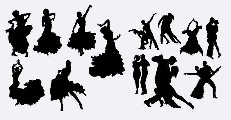 Flamenco salsa e silhouette di danza latina