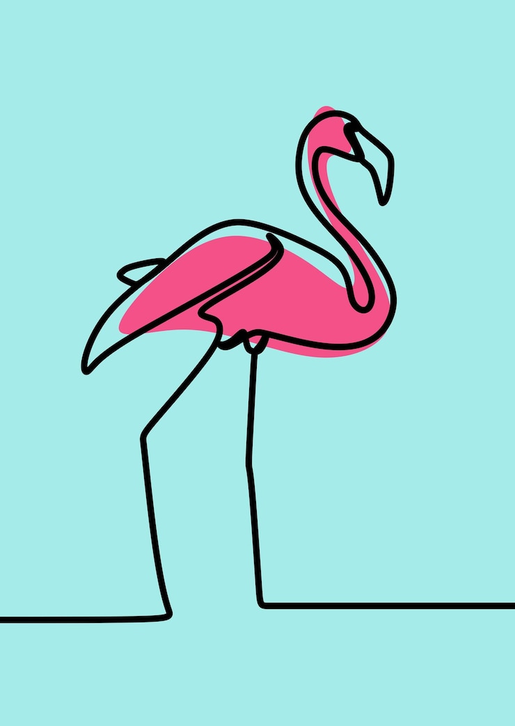 Vettore flamingo bird minimalism oneline linea continua arte premium vector