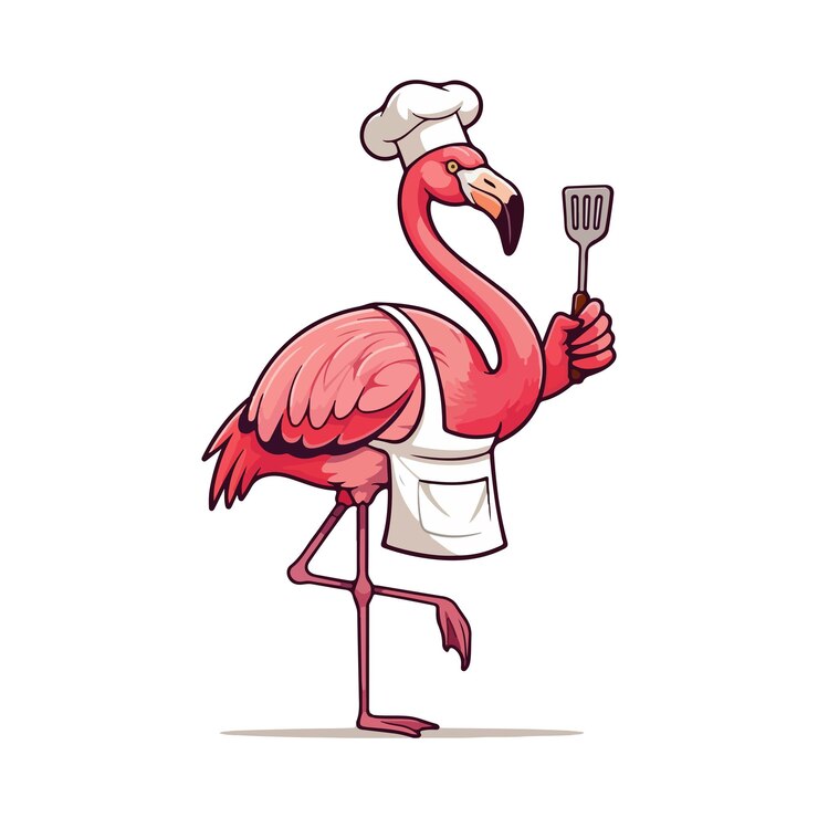 Vettore flamingo in stile cartone animato isolato su sfondo bianco lovely flamingo disegnato a mano