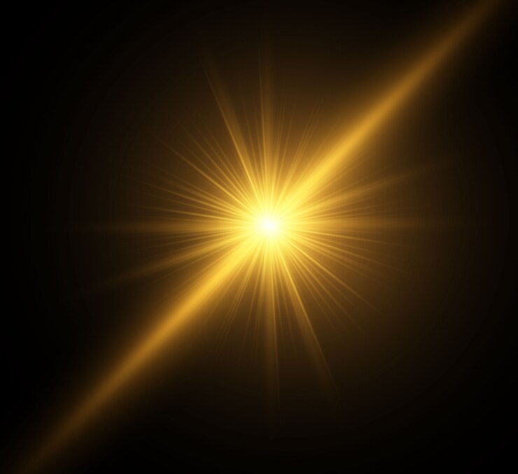 Vettore flash speciale dell'obiettivo, effetto della luce. luce del sole. bagliore.