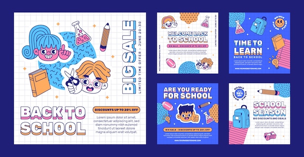 Flat back to school instagram post collection