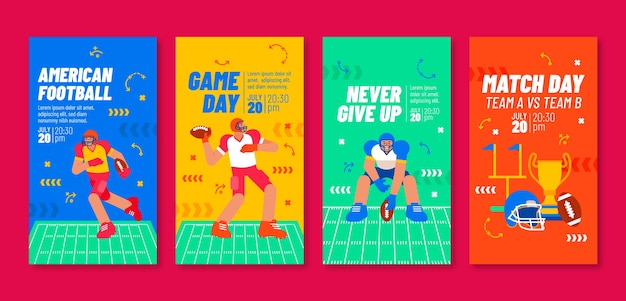 Flat design football americano storie di Instagram