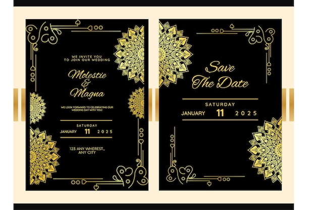 Floral eleganza di lusso mandala invito a nozze carta di design sfondo modello