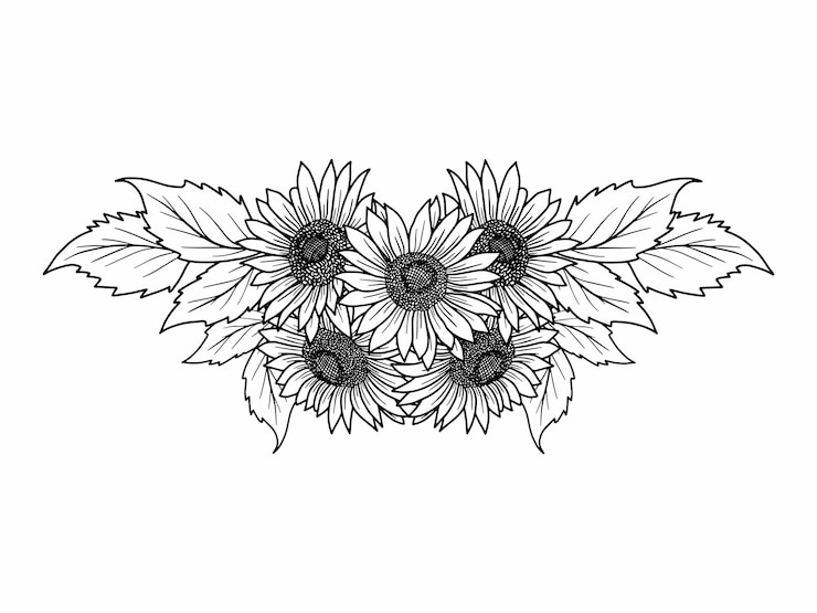 Vettore flower line art bouquet arrangement (arrangiamento di fiori in linea)