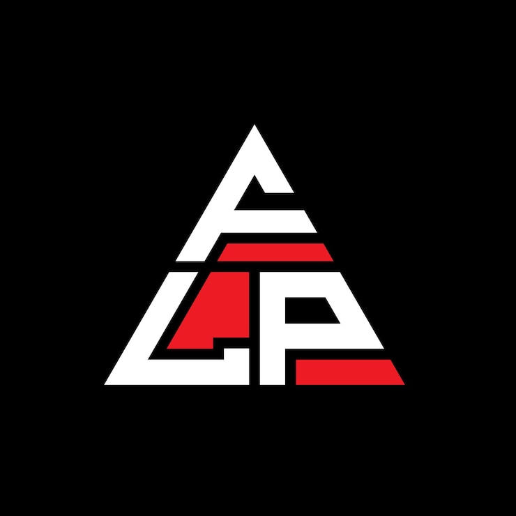 Vettore flp triangolo lettera logo design con forma di triangolo flp logo triangolo design monogramma flp triungolo vettoriale modello di logo con colore rosso flp logo triangolare semplice logo elegante e lussuoso