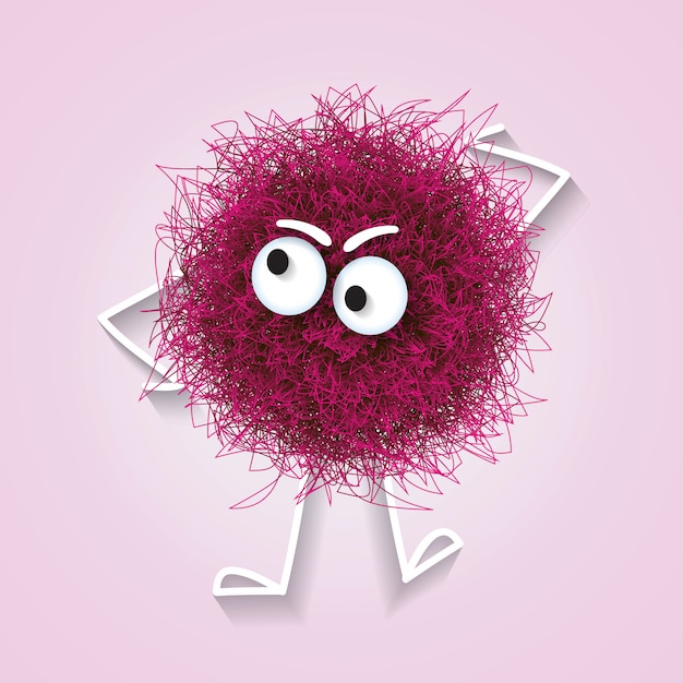Fluffy cute pink sferico creatura pensiero