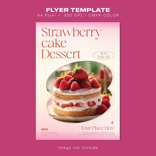 Flyer del dessert della torta di fragole