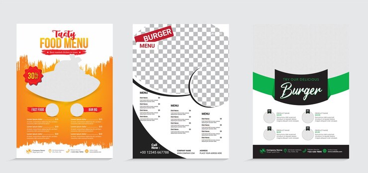 Vettore flyer del menu del ristorante