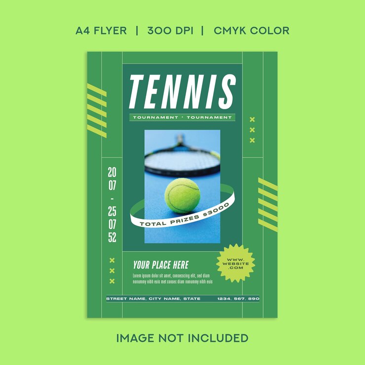Vettore flyer del torneo di tennis