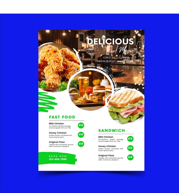 Vettore flyer di cibo delizioso disegni accattivanti per promozioni di ristoranti e offerte speciali