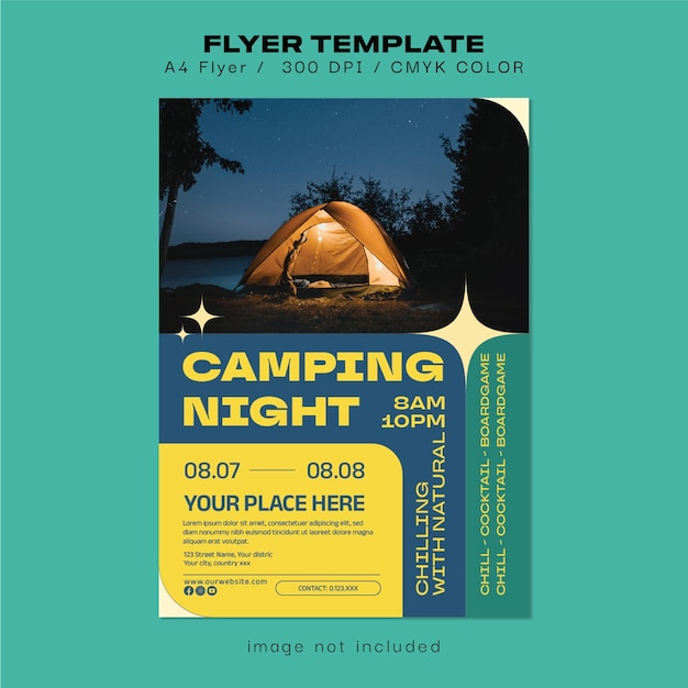 Flyer notturno per il campeggio