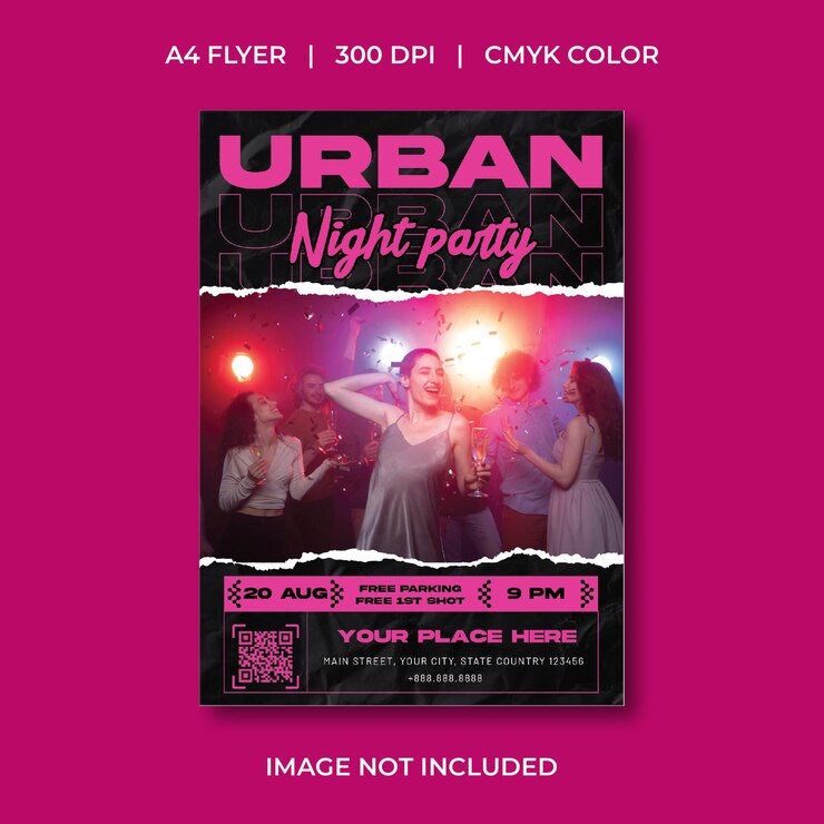 Vettore flyer per le feste notturne urbane