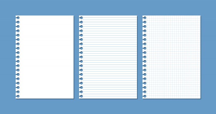 Vettore fogli di carta da un quaderno o un blocco note