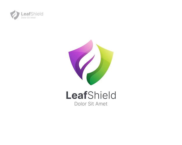 Foglia con logo a gradiente colorato dello scudo
