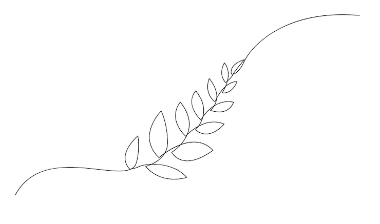 Vettore foglia di pianta disegno di una linea illustrazione vettoriale in stile linea continua