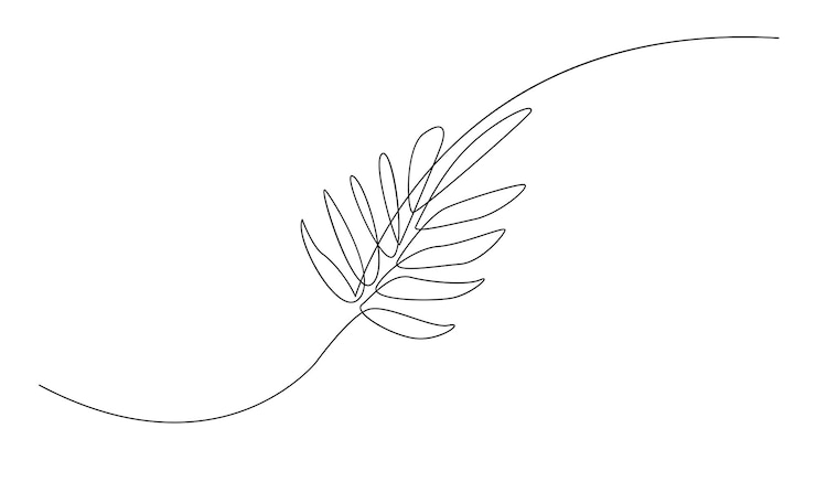 Vettore foglia di pianta disegno di una linea illustrazione vettoriale in stile linea continua