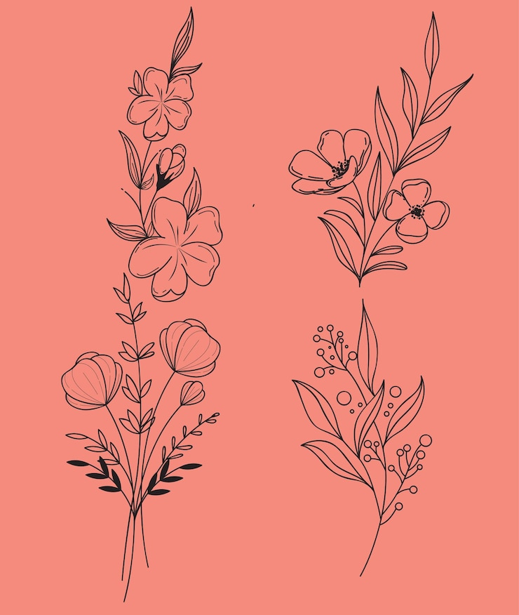 Vettore foglia e fiori