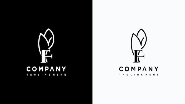 foglia lettera f logo design