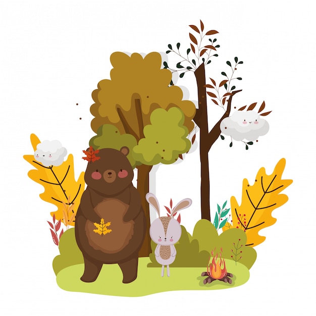 Fogliame animale carino ciao autunno