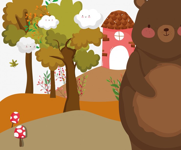 Vettore fogliame animale carino ciao autunno