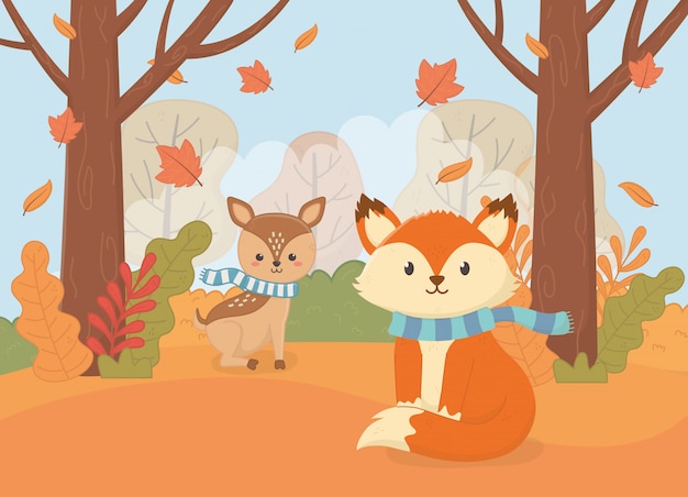 Fogliame animale carino ciao autunno