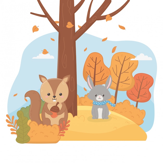 Fogliame animale carino ciao autunno