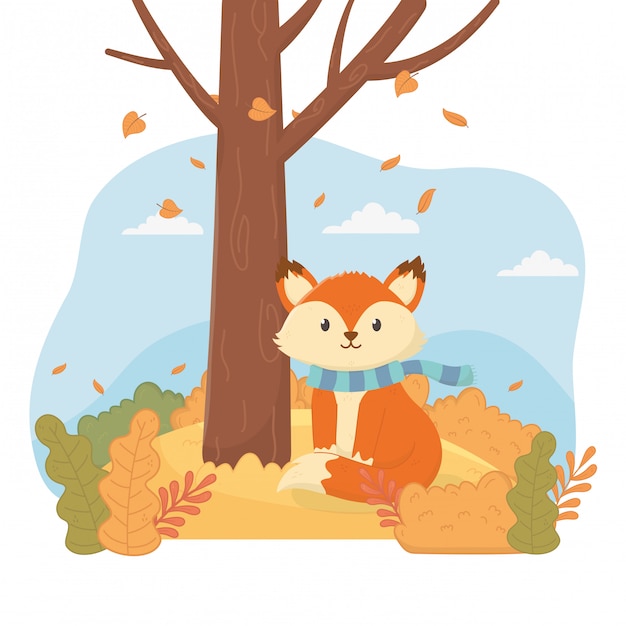 Fogliame animale carino ciao autunno
