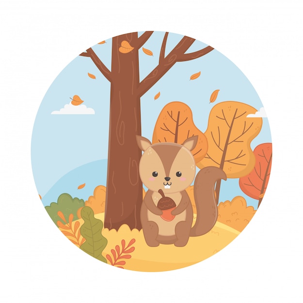 Fogliame animale carino ciao autunno