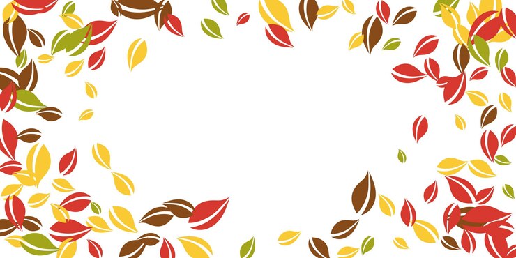 Vettore foglie d'autunno che cadono. foglie caotiche rosse, gialle, verdi, marroni che volano. fogliame colorato vignetta su sfondo bianco simmetrico. bellissimo ritorno a scuola in vendita.