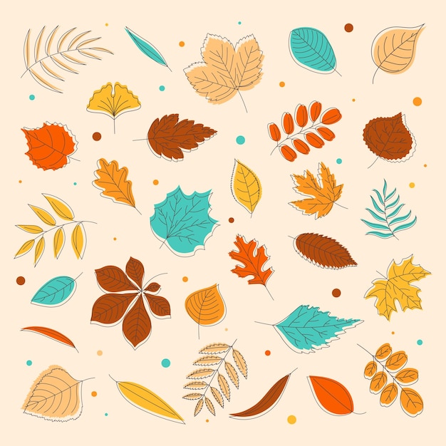 Foglie d'autunno di diversi colori Illustrazione vettoriale