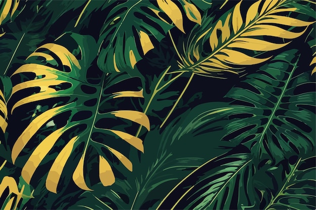 Foglie di Monstera 2D piatte e arte botanica