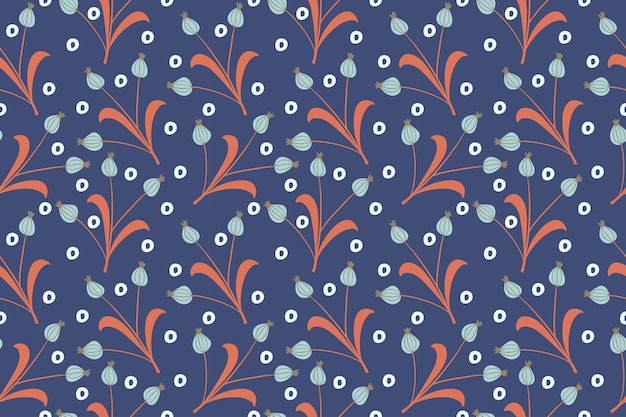 Foglie di piante di fiori rossi verdi Carta da parati di disegno di carta da parati Motivo di sfondo Vector
