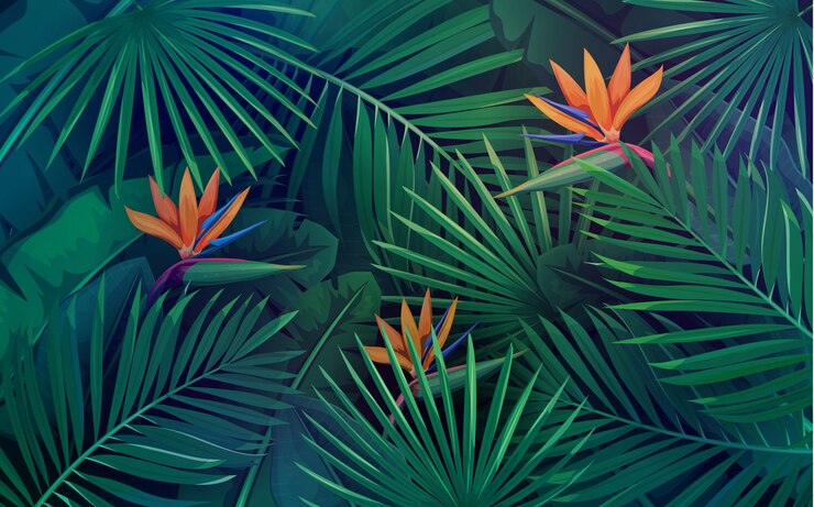 Vettore foglie tropicali a disegno senza cuciture