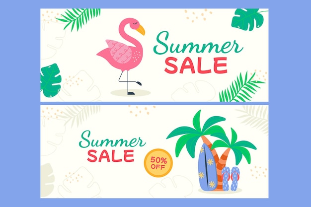 Foglie tropicali Banner di vendita di estate