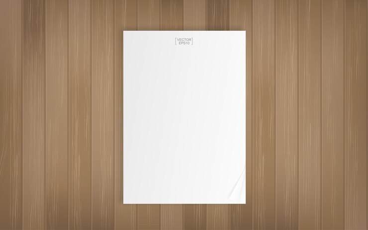 Vettore foglio di carta su fondo in legno