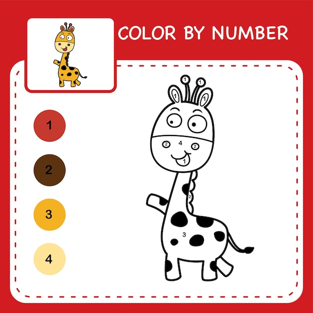 Foglio di lavoro Colore per numero per bambini che imparano i numeri colorando